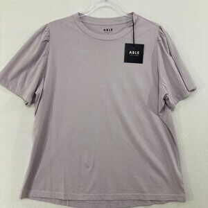New ABLE Top size 1X Gray Cotton Stretch Comfy Renuka Puff Sleeve Tee